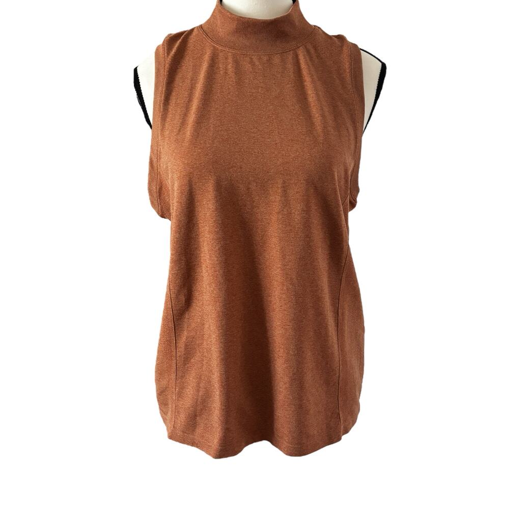 Calia Golf XL Seamless Sleeveless Mock Neck Top Dark Orange NWT